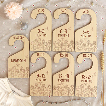 Baby Closet Dividers, Sunflower and Hummingbird Baby Clothes Dividers, Baby Clothes Organisation, Infant Clothes Hangers, Baby Shower Gift