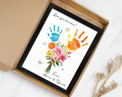 Personalized Handprint Bouquet Gift for Grandma,Mom, Handprint Flower Art Print, Mothers Day, Meaningful Gift for Mom, Gift for Nana
