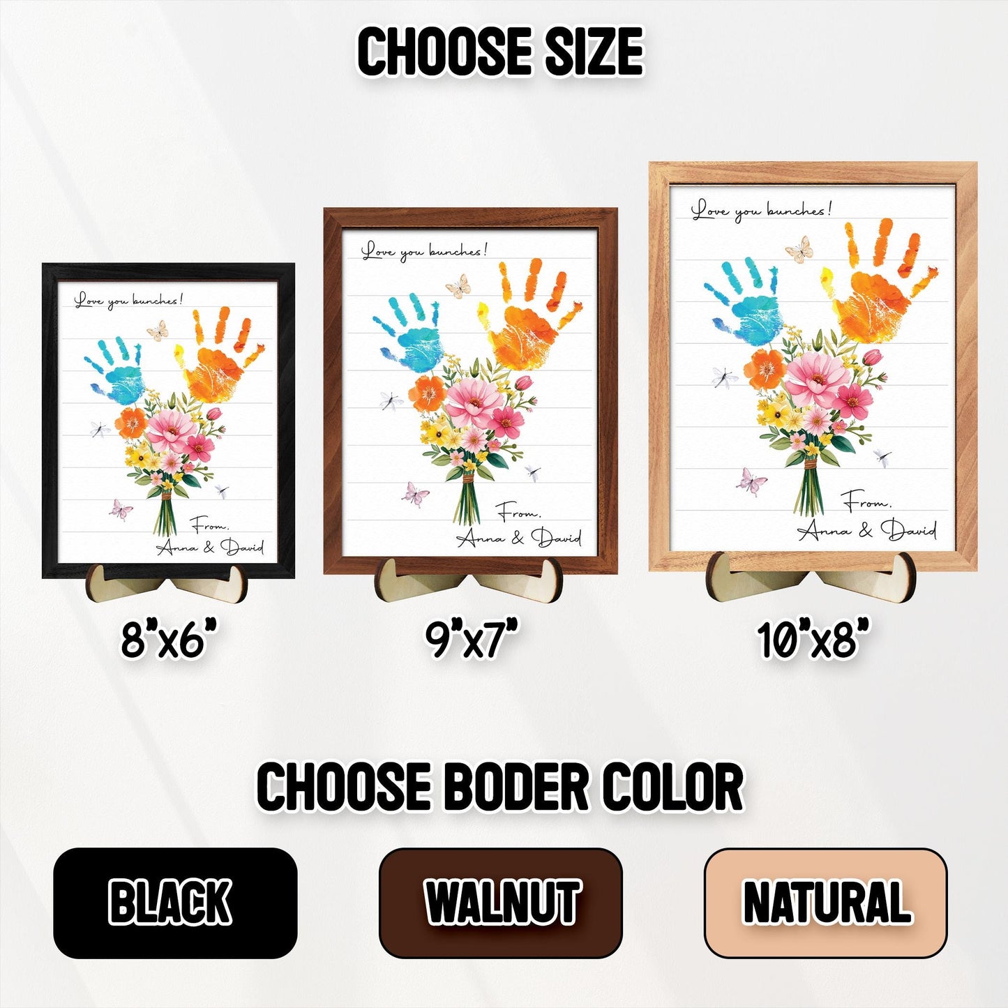 Personalized Handprint Bouquet Gift for Grandma,Mom, Handprint Flower Art Print, Mothers Day, Meaningful Gift for Mom, Gift for Nana