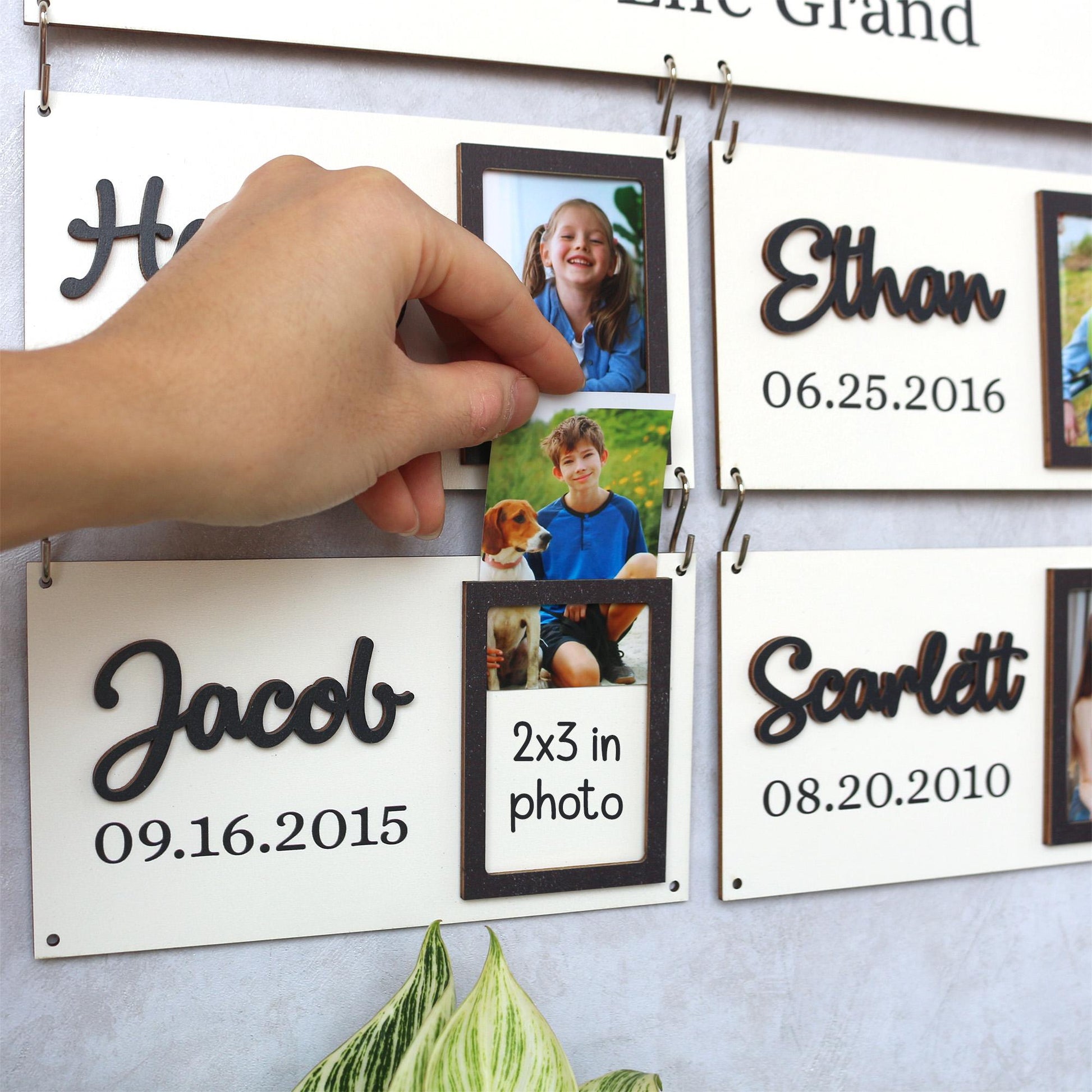 Grandchildren Sign with Photo Frame, Wooden Family Name Plaque, Grandkids Sign, Gift For Grandparent, Gift For Mom, Grandparents Plaque