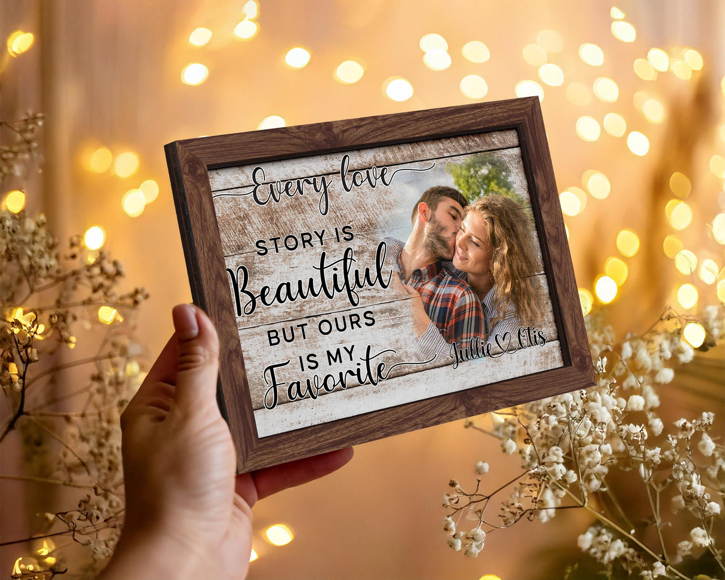Custom Wood Photo Frame,Couple Picture Frame,Engagement Gift,Anniversary,Wedding Gift for Couple, Rustic Decor,Photo on Wood,Gift Her Him