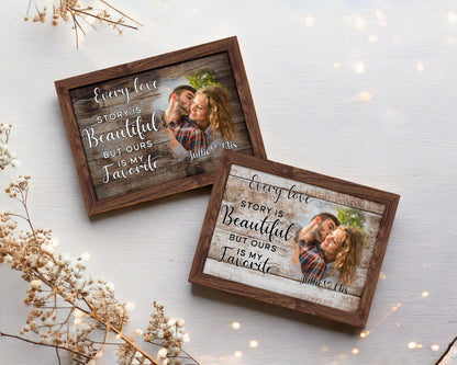 Custom Wood Photo Frame,Couple Picture Frame,Engagement Gift,Anniversary,Wedding Gift for Couple, Rustic Decor,Photo on Wood,Gift Her Him
