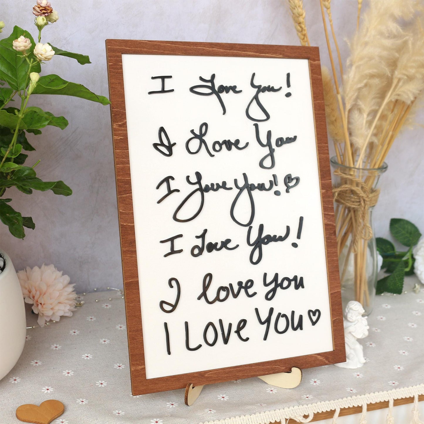 I love You Handwriting Sign | Handwriting Sign 3D with wood and acrylic | Unique Personalized Gift for Mom, Dad, Grandparents, Teacher