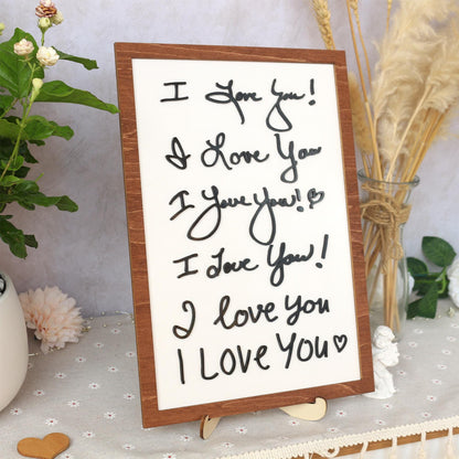 I love You Handwriting Sign | Handwriting Sign 3D with wood and acrylic | Unique Personalized Gift for Mom, Dad, Grandparents, Teacher