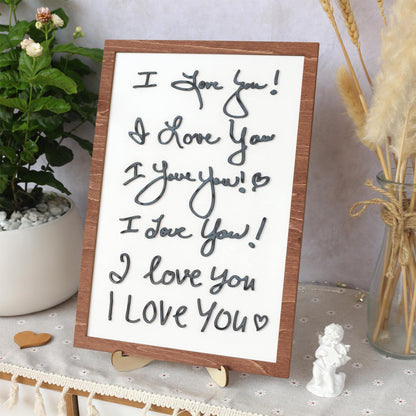 I love You Handwriting Sign | Handwriting Sign 3D with wood and acrylic | Unique Personalized Gift for Mom, Dad, Grandparents, Teacher
