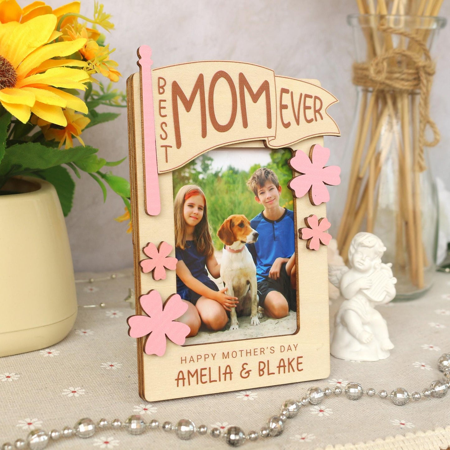 Mothers Day Photo Magnet, Mother's Day Gift, Photo Frame, Gift for Mom, Gift for Grandma, Mothers Day Picture Frame, Kids Photo for Fridge