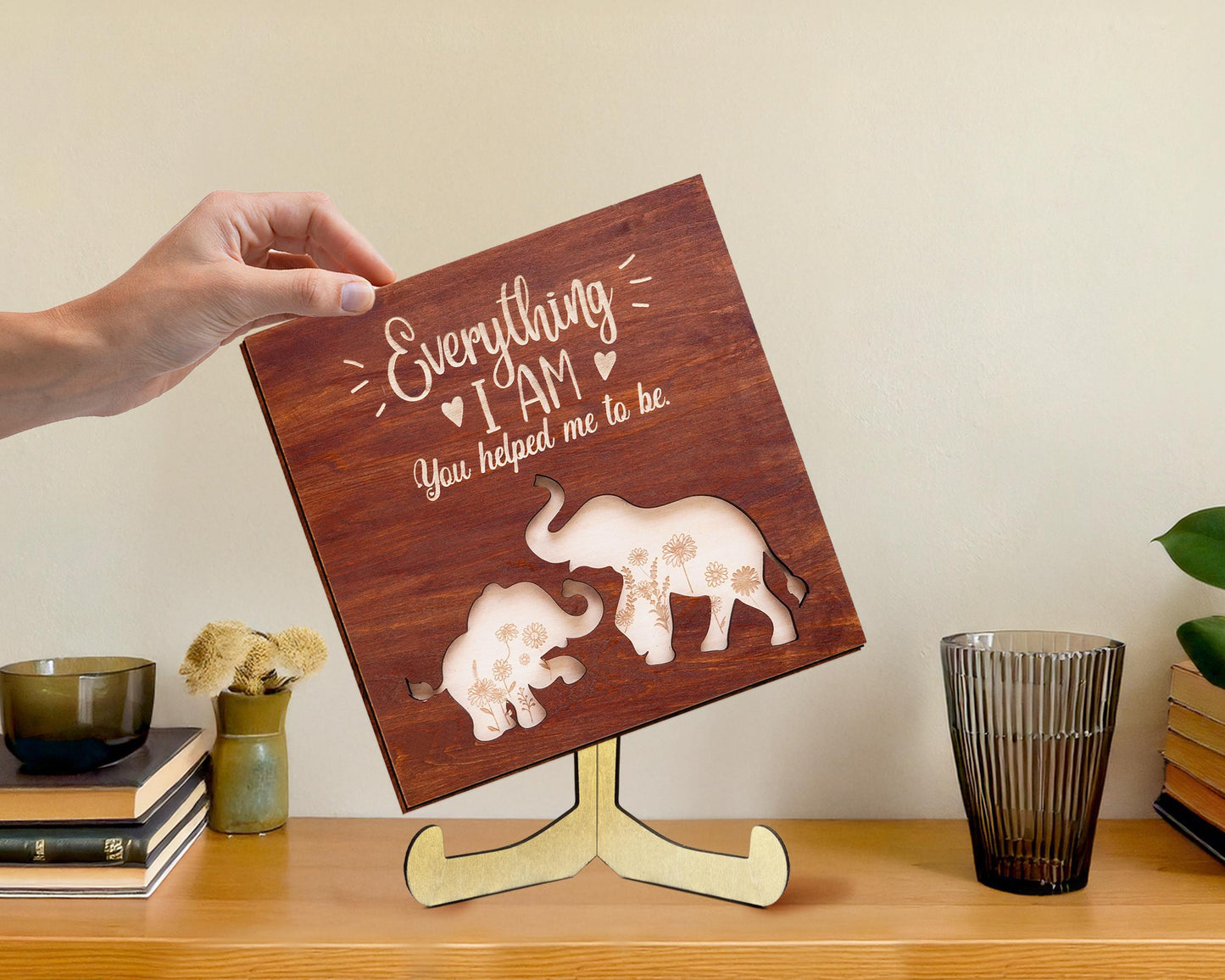 Mother Elephant Wood Sign Mother's Day Gift , Gift for Mom Personalized Custom Decor, Gifts For Mom, Gift for Grandma, Name Family Wood Sign