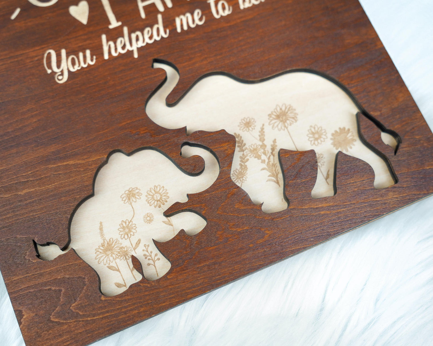 Mother Elephant Wood Sign Mother's Day Gift , Gift for Mom Personalized Custom Decor, Gifts For Mom, Gift for Grandma, Name Family Wood Sign