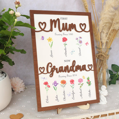 Personalized Birth Month Flowers Mothers Day, Custom Grandma's Garden Wooden Sign, Gift For Mom, Gift For Grandma, Mother's Day Gift