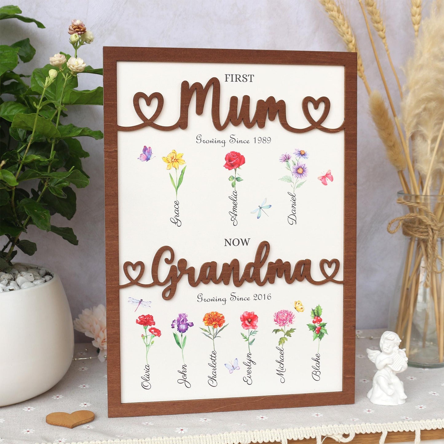 Personalized Birth Month Flowers Mothers Day, Custom Grandma's Garden Wooden Sign, Gift For Mom, Gift For Grandma, Mother's Day Gift