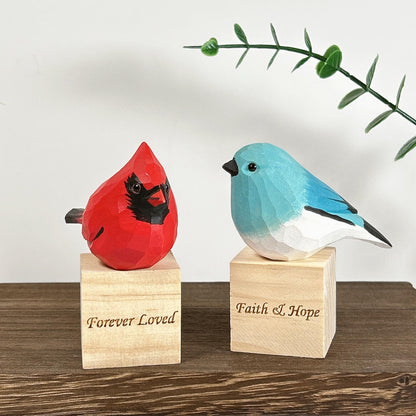 Hand-Carved Wooden Robin Ornament,Personalized Engraving Gift,Chubby Robin Sculpture,Gift for Bird Lovers,Birthday/Holiday/Christmas Gifts