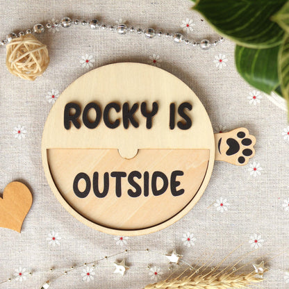 Custom Cat Name - Personalized Inside/Outside Door Magnet - Wood Pet Reminders Sign - Cat Lover Gift - Engraved Pet Accessories