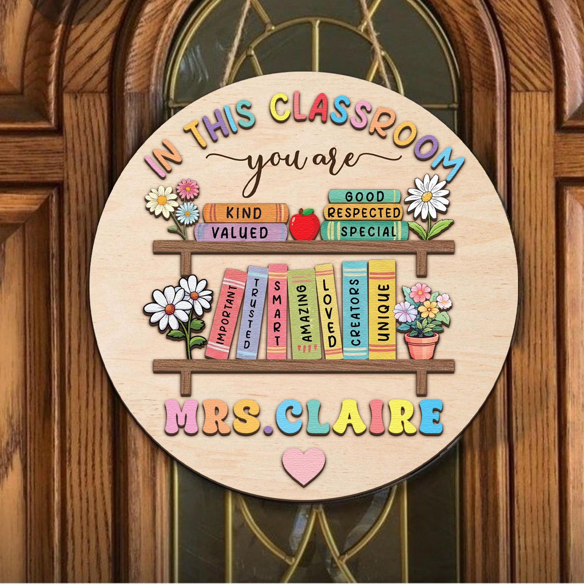 Customized Teacher 3D Door Sign, Teacher Door Hanger, Classroom Welcome Sign, Classroom Decor, Custom Teacher Name Sign, Teacher Wooden Sign