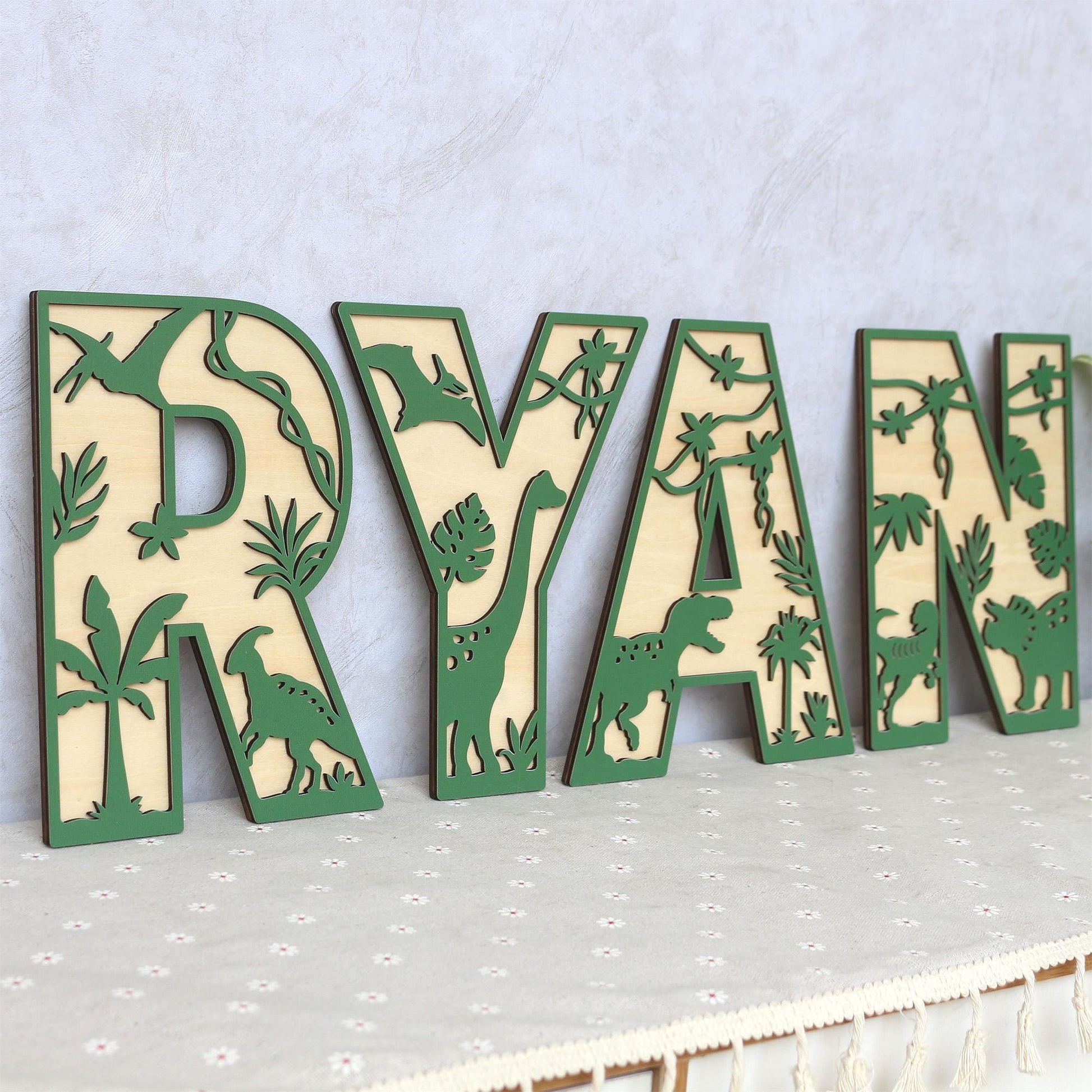 Dinosaur Name Sign - Dinosaur Letters- Personalised Name Sign - Custom Name Decor - - Dinosaur Wall Art - Baby Gift - Nursery Decor