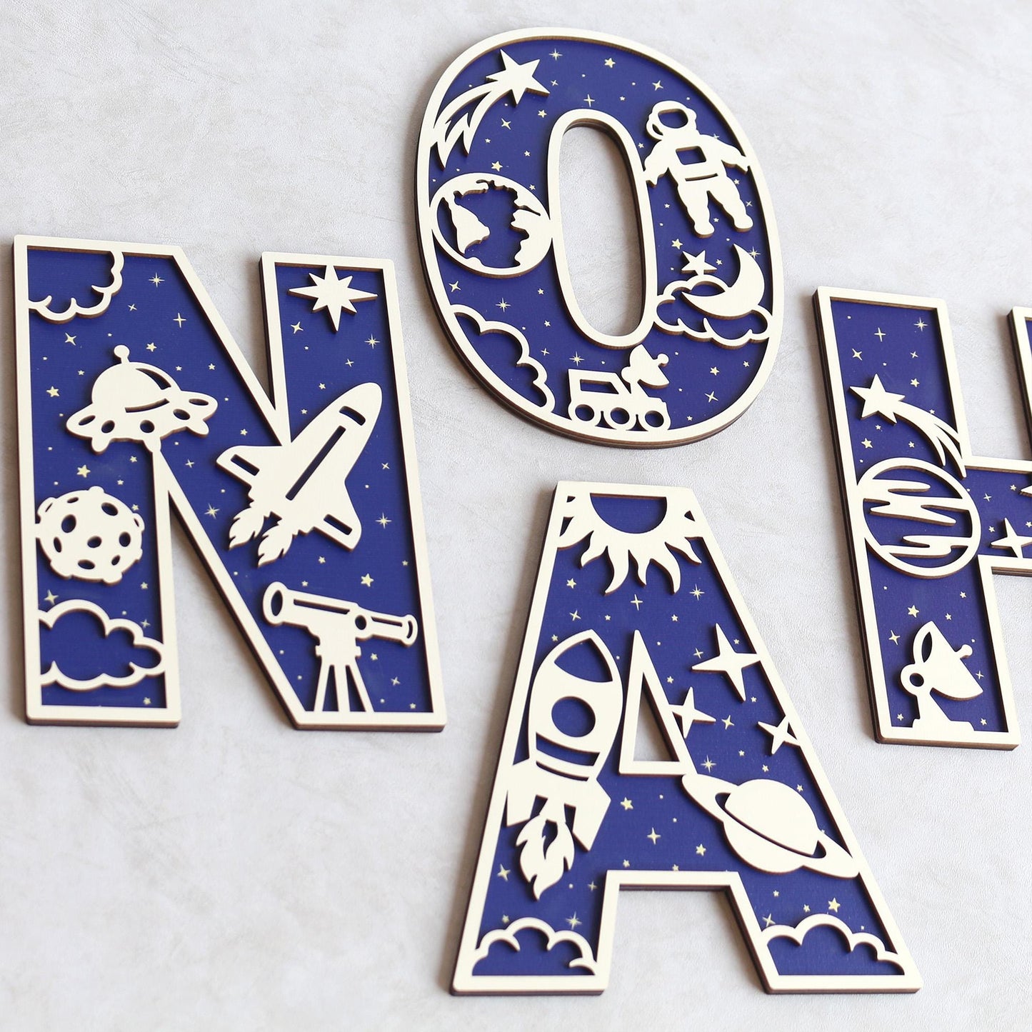 Space Name Sign - Space Letters- Personalised Name Sign - Custom Name Decor - Space Wall Art - Baby Gift - Nursery Decor