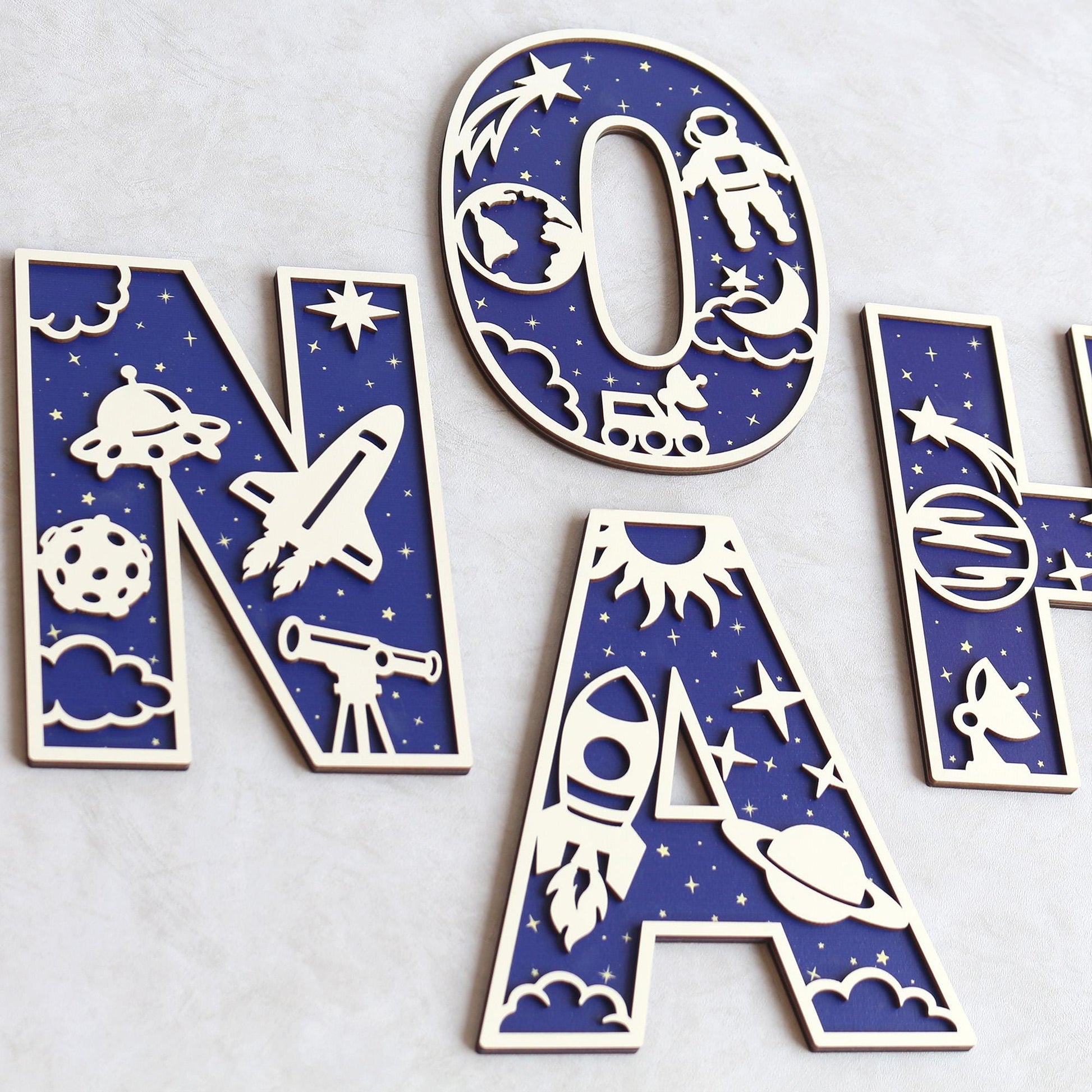 Space Name Sign - Space Letters- Personalised Name Sign - Custom Name Decor - Space Wall Art - Baby Gift - Nursery Decor