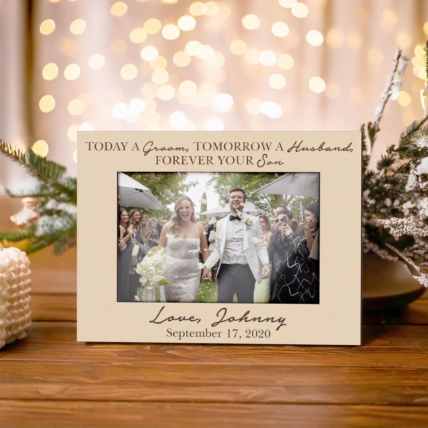 Custom Photo Frame,Parents of the Groom,Wedding Picture Frame,Today a Groom Tomorrow a Husband,Engagement Couple,Wedding Gift,Gift from Son