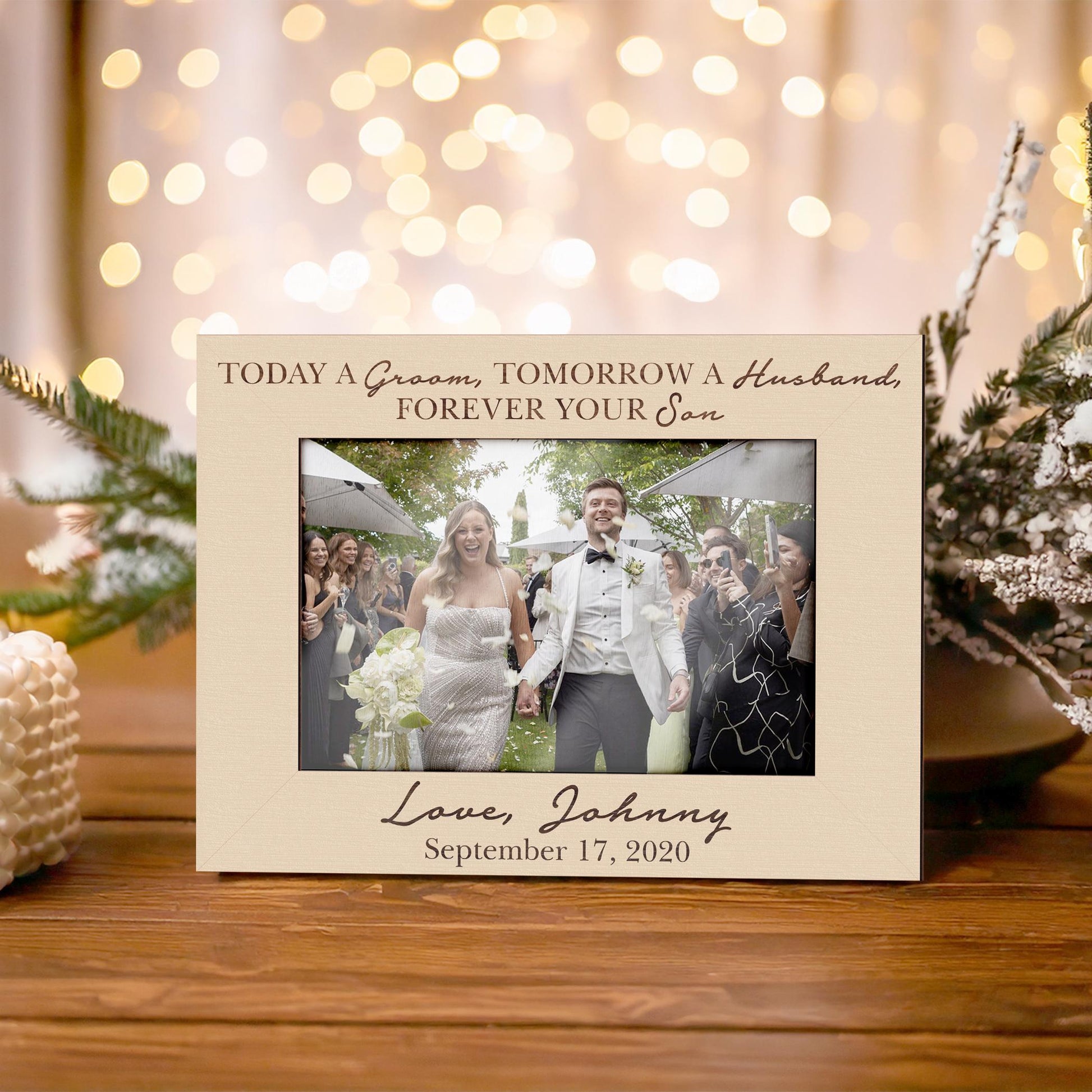 Custom Photo Frame,Parents of the Groom,Wedding Picture Frame,Today a Groom Tomorrow a Husband,Engagement Couple,Wedding Gift,Gift from Son