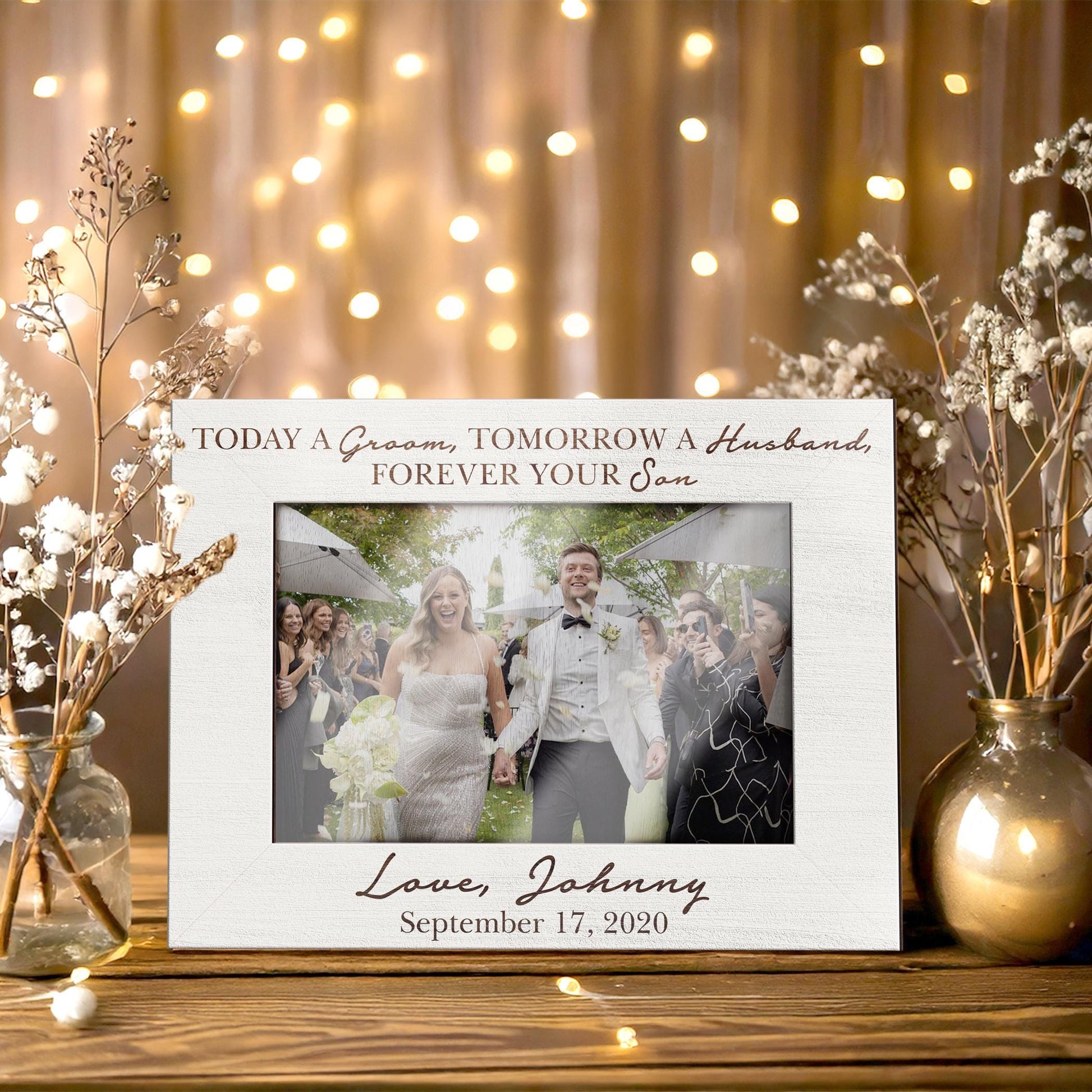 Custom Photo Frame,Parents of the Groom,Wedding Picture Frame,Today a Groom Tomorrow a Husband,Engagement Couple,Wedding Gift,Gift from Son