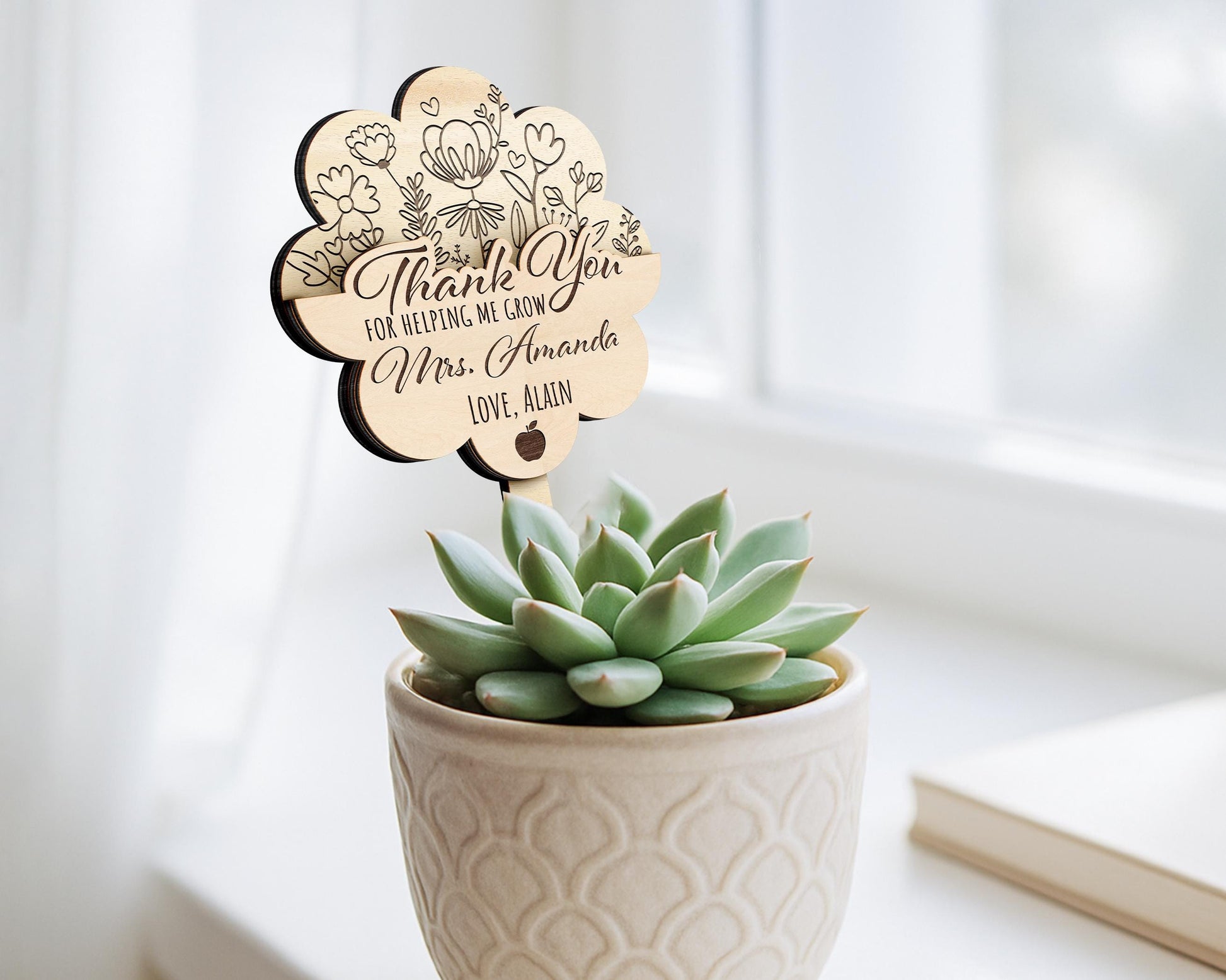 Teacher Gift Card Holder,Teacher Plant Sign,Teacher Appreciation,Thank You Teacher End of Year,Teacher Keepsake,Helping Me Grow,Garden Tag