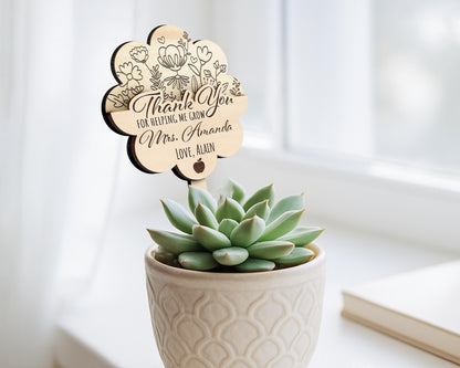 Teacher Gift Card Holder,Teacher Plant Sign,Teacher Appreciation,Thank You Teacher End of Year,Teacher Keepsake,Helping Me Grow,Garden Tag