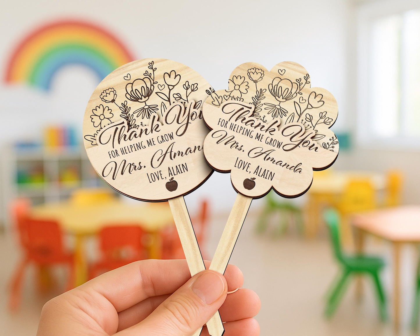 Teacher Gift Card Holder,Teacher Plant Sign,Teacher Appreciation,Thank You Teacher End of Year,Teacher Keepsake,Helping Me Grow,Garden Tag