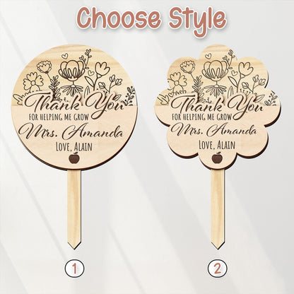 Teacher Gift Card Holder,Teacher Plant Sign,Teacher Appreciation,Thank You Teacher End of Year,Teacher Keepsake,Helping Me Grow,Garden Tag