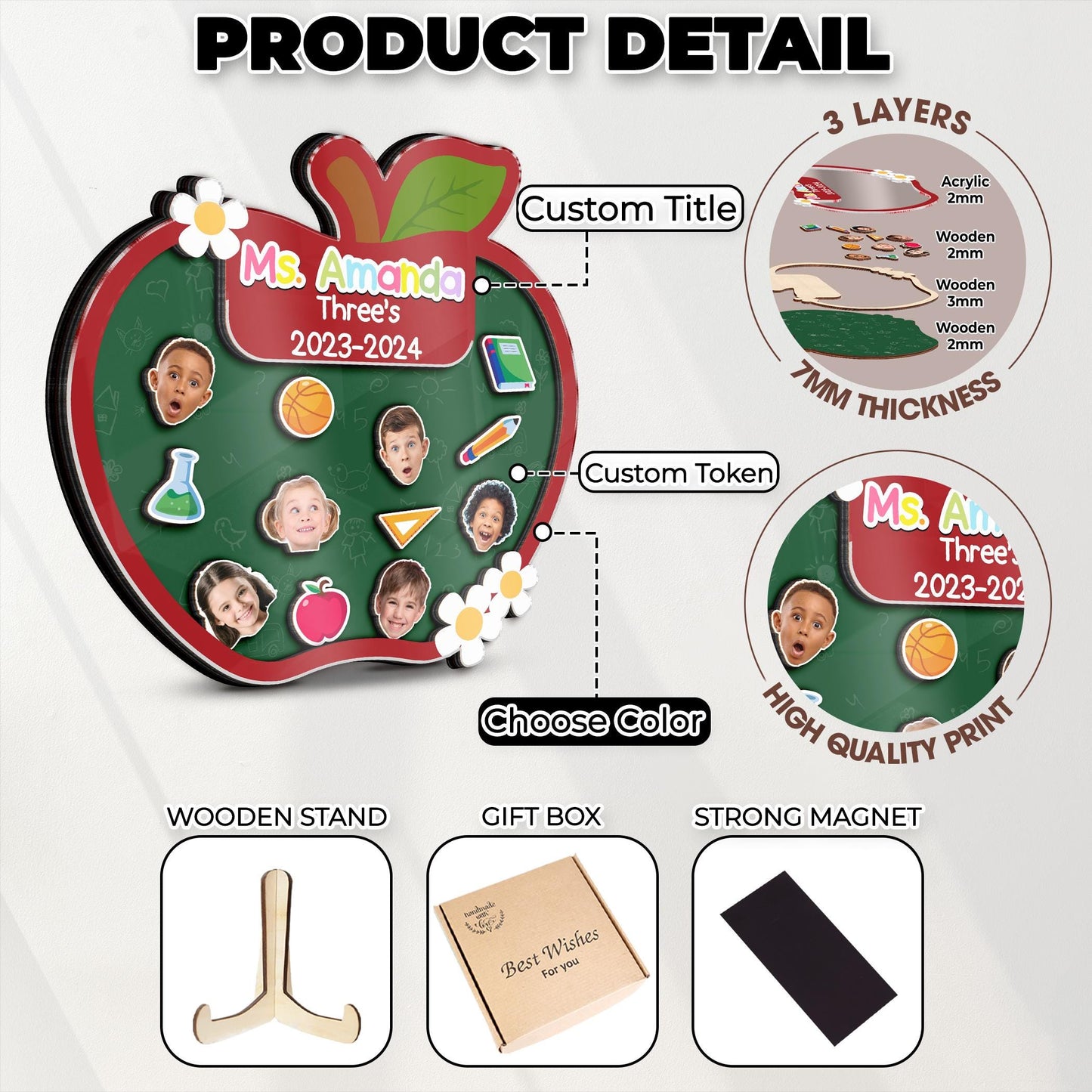 Personalized Teacher Apple Magnet,Thank You Teacher Gift,Teacher Shaker,End Of Year,Teacher Locker,Teacher Appreciation Gift From Student