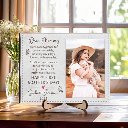 Custom First Mother's Day Picture Frame,Photo Gift for Mom,1st Mothers Day Gift from Baby,Dear Mommy Poem,Mother's Day 2025 Gift New Mommy