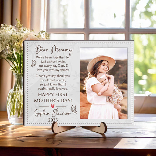 Custom First Mother's Day Picture Frame,Photo Gift for Mom,1st Mothers Day Gift from Baby,Dear Mommy Poem,Mother's Day 2025 Gift New Mommy