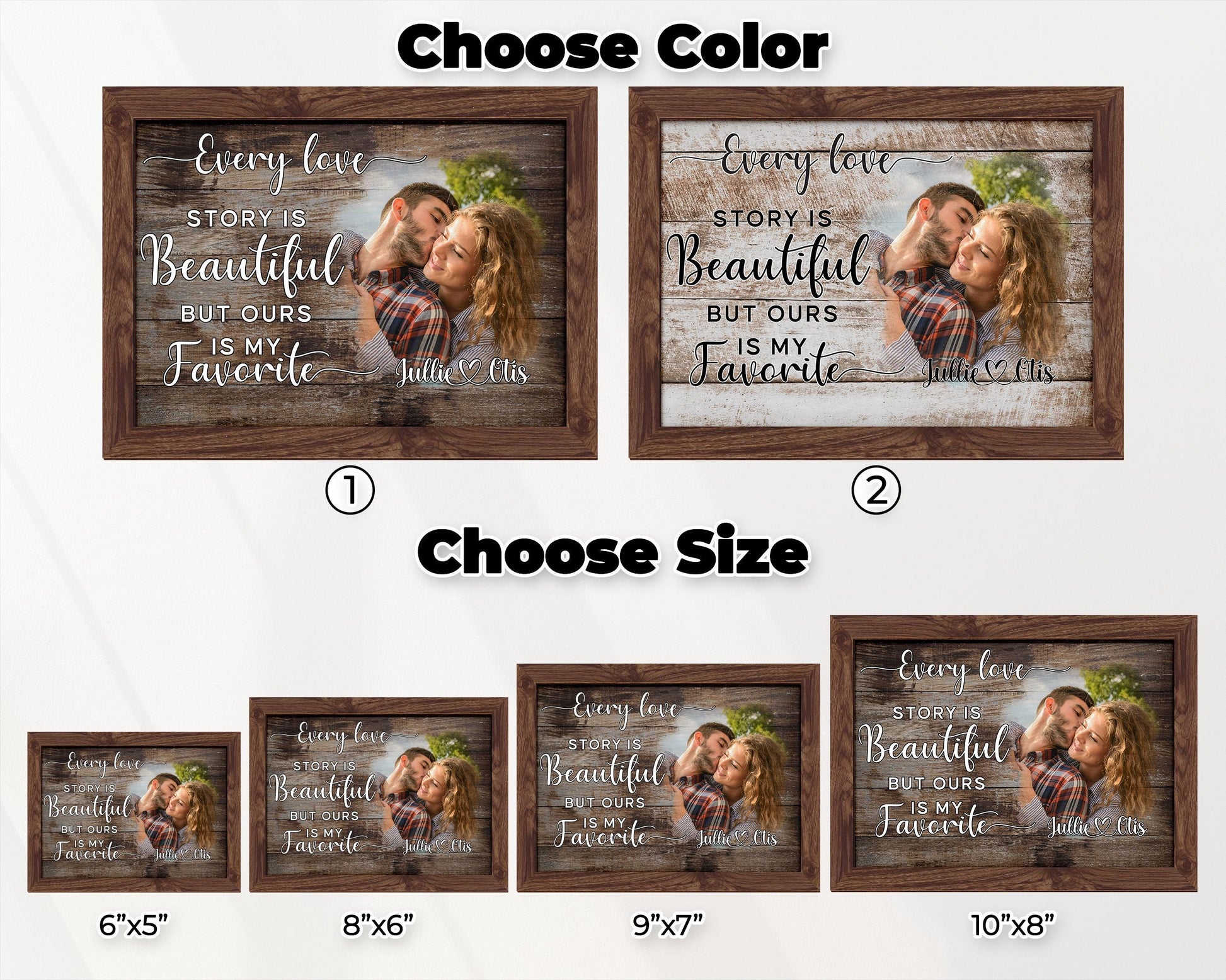 Custom Wood Photo Frame,Couple Picture Frame,Engagement Gift,Anniversary,Wedding Gift for Couple, Rustic Decor,Photo on Wood,Gift Her Him