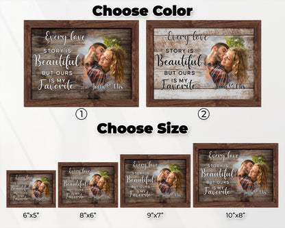 Custom Wood Photo Frame,Couple Picture Frame,Engagement Gift,Anniversary,Wedding Gift for Couple, Rustic Decor,Photo on Wood,Gift Her Him