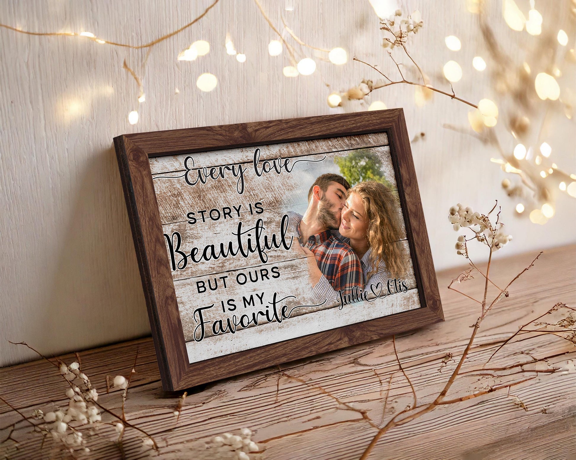 Custom Wood Photo Frame,Couple Picture Frame,Engagement Gift,Anniversary,Wedding Gift for Couple, Rustic Decor,Photo on Wood,Gift Her Him