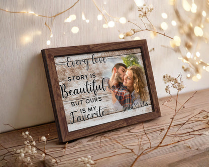 Custom Wood Photo Frame,Couple Picture Frame,Engagement Gift,Anniversary,Wedding Gift for Couple, Rustic Decor,Photo on Wood,Gift Her Him