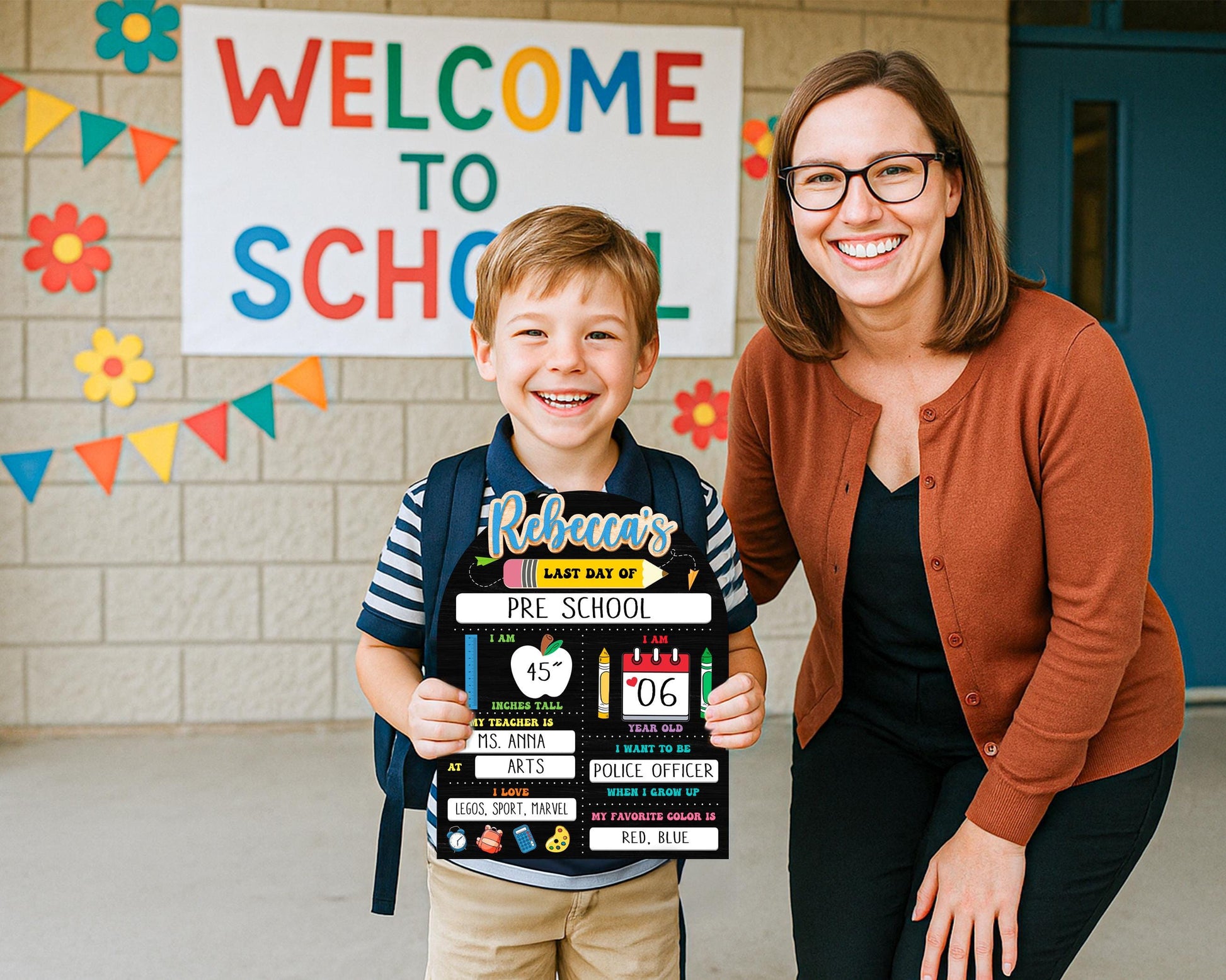 Custom Back to School Board,First And Last Day School Interchangeable Sign,First Day of School,Dry Erase Sign,Gifts for Kids,Son,Daughter