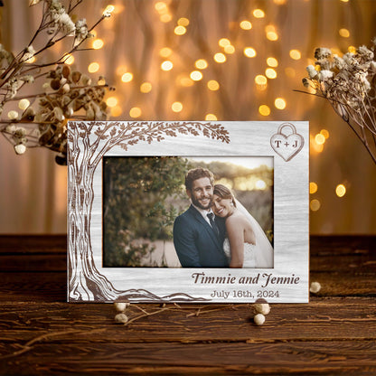 Personalized Wedding Gift,Engagement Photo Frame Plaque,Wedding Picture Frame with Date,Couple Gift,Newlywed Gift,Gift for Husband Wife