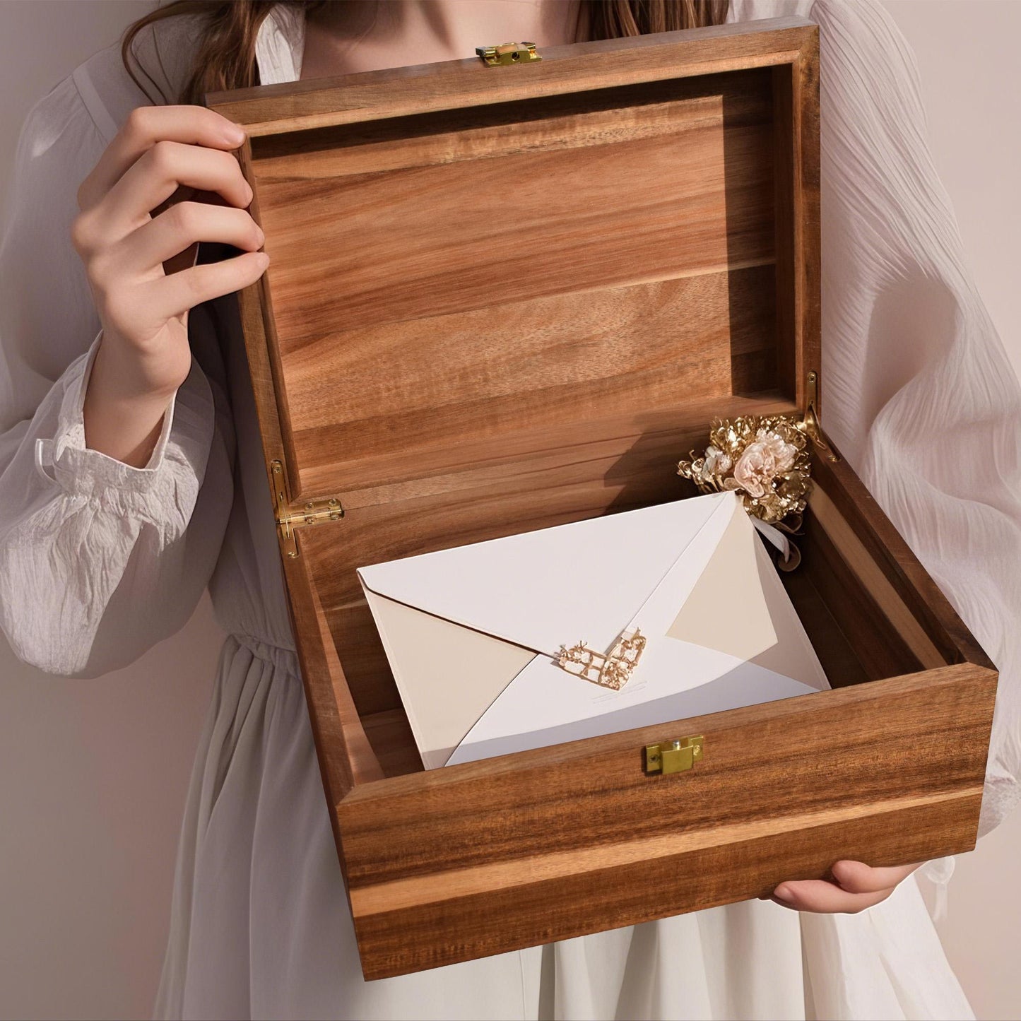 Personalized Walnut Keepsake Box,Engraved Wedding Keepsake Memory Box,Engagement Gift,Wooden Box With Hinged Lid,Anniversary Gift Couples