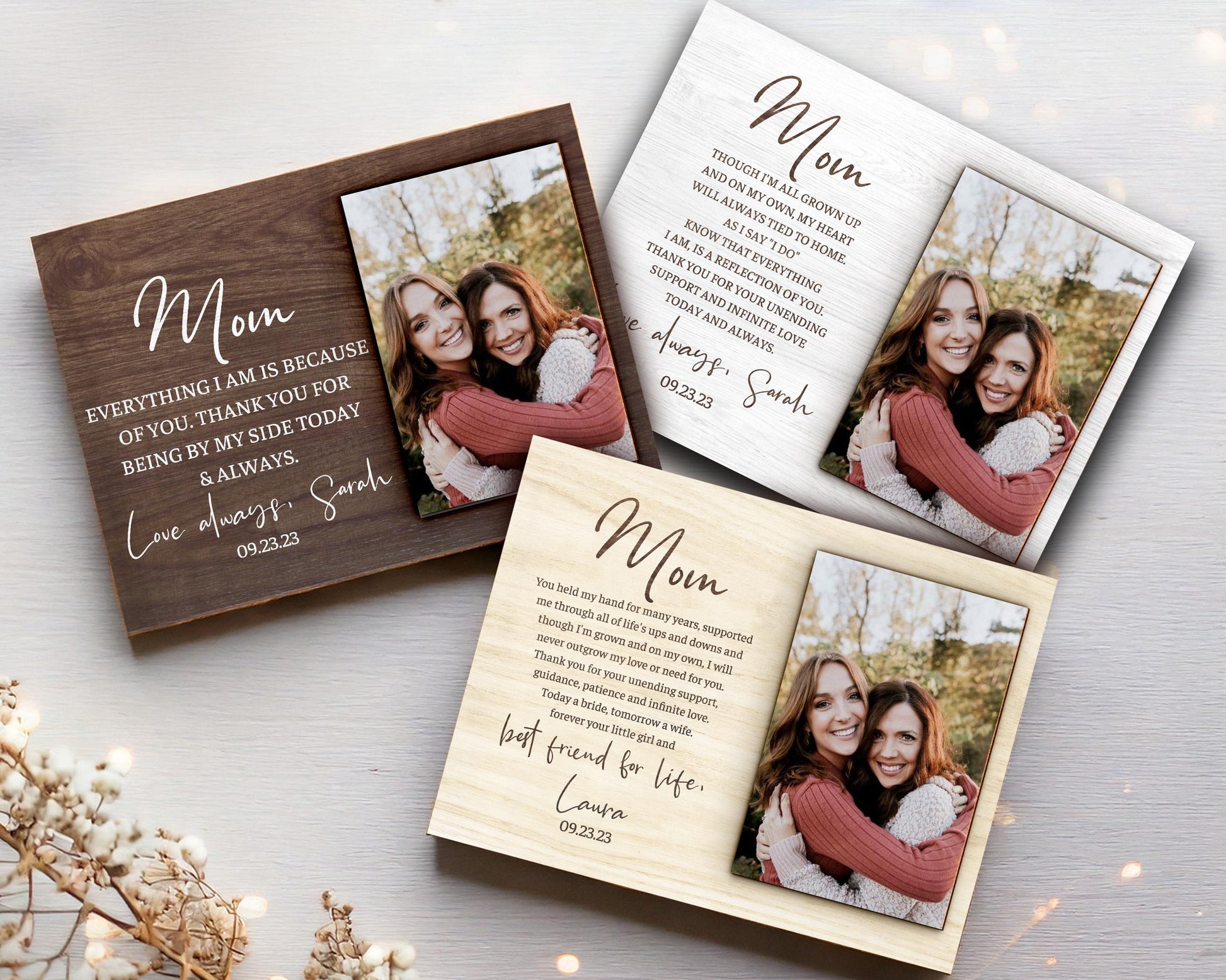 Mother of the Bride Gift from the Bride,Photo on Wood,Picture Frame,Father of the Bride Gift from Bride,Wedding Gift Mom Dad from Daughter