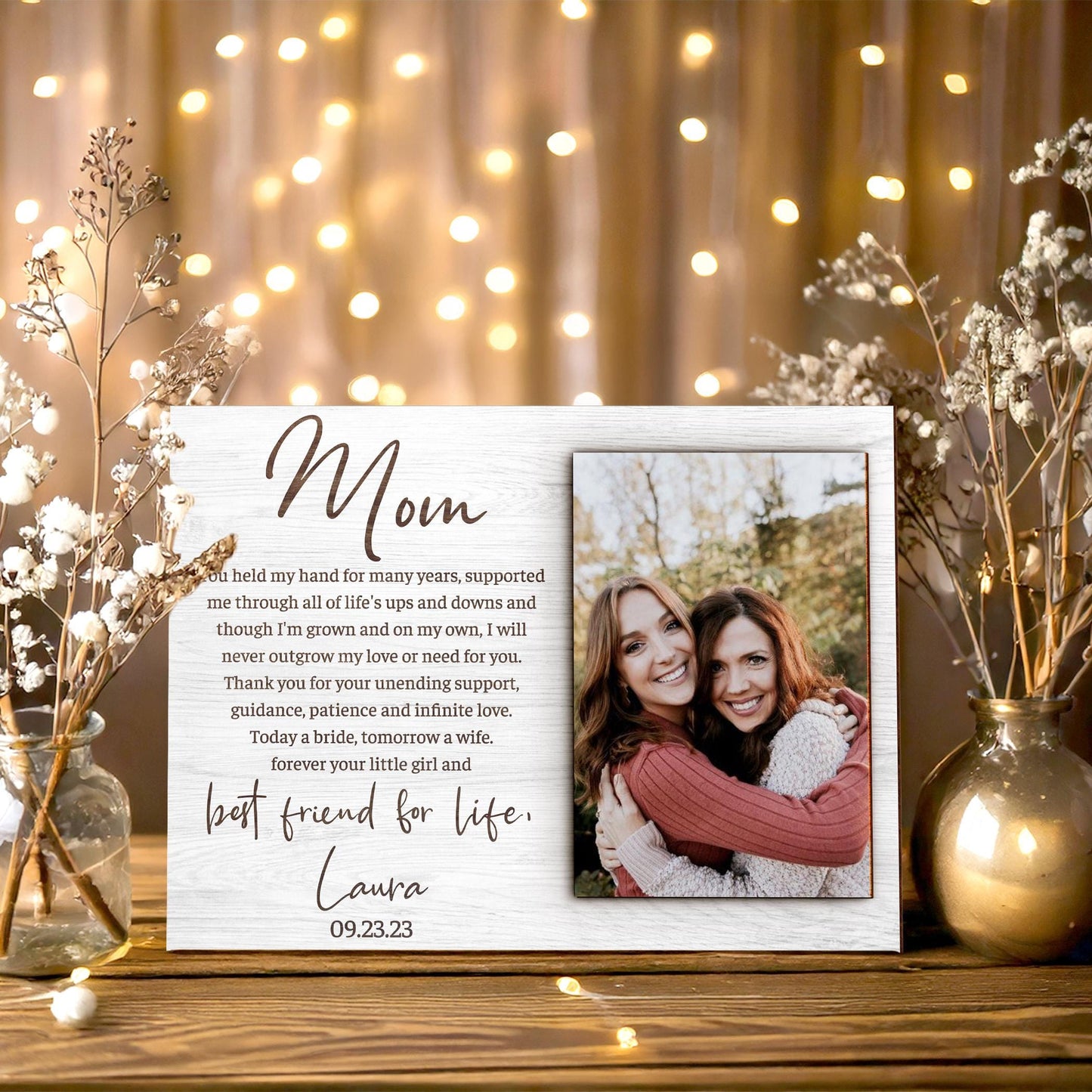 Mother of the Bride Gift from the Bride,Photo on Wood,Picture Frame,Father of the Bride Gift from Bride,Wedding Gift Mom Dad from Daughter