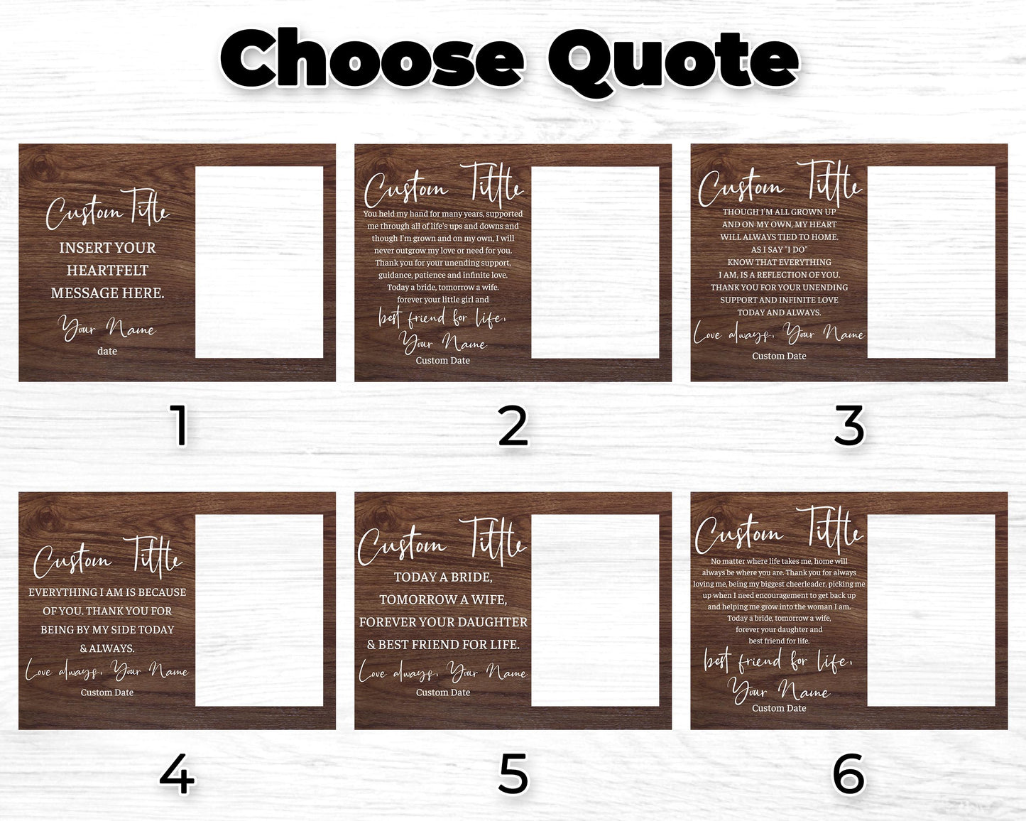 Mother of the Bride Gift from the Bride,Photo on Wood,Picture Frame,Father of the Bride Gift from Bride,Wedding Gift Mom Dad from Daughter