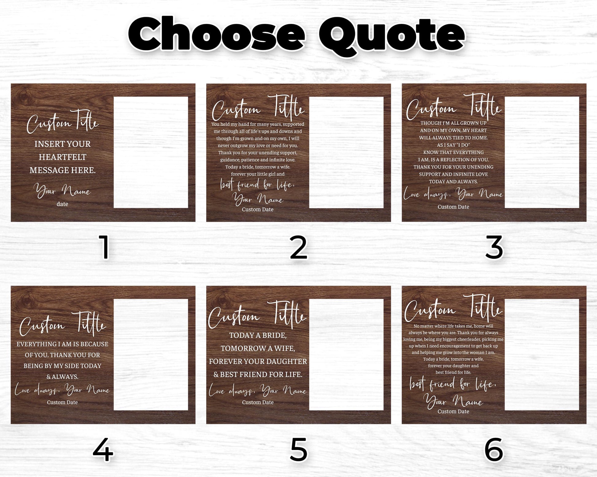 Mother of the Bride Gift from the Bride,Photo on Wood,Picture Frame,Father of the Bride Gift from Bride,Wedding Gift Mom Dad from Daughter