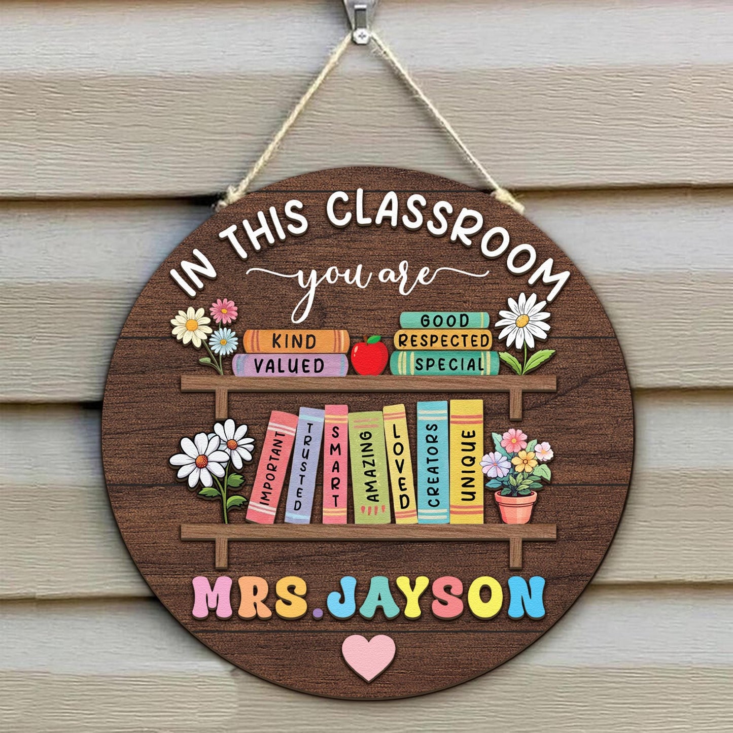 Customized Teacher 3D Door Sign, Teacher Door Hanger, Classroom Welcome Sign, Classroom Decor, Custom Teacher Name Sign, Teacher Wooden Sign
