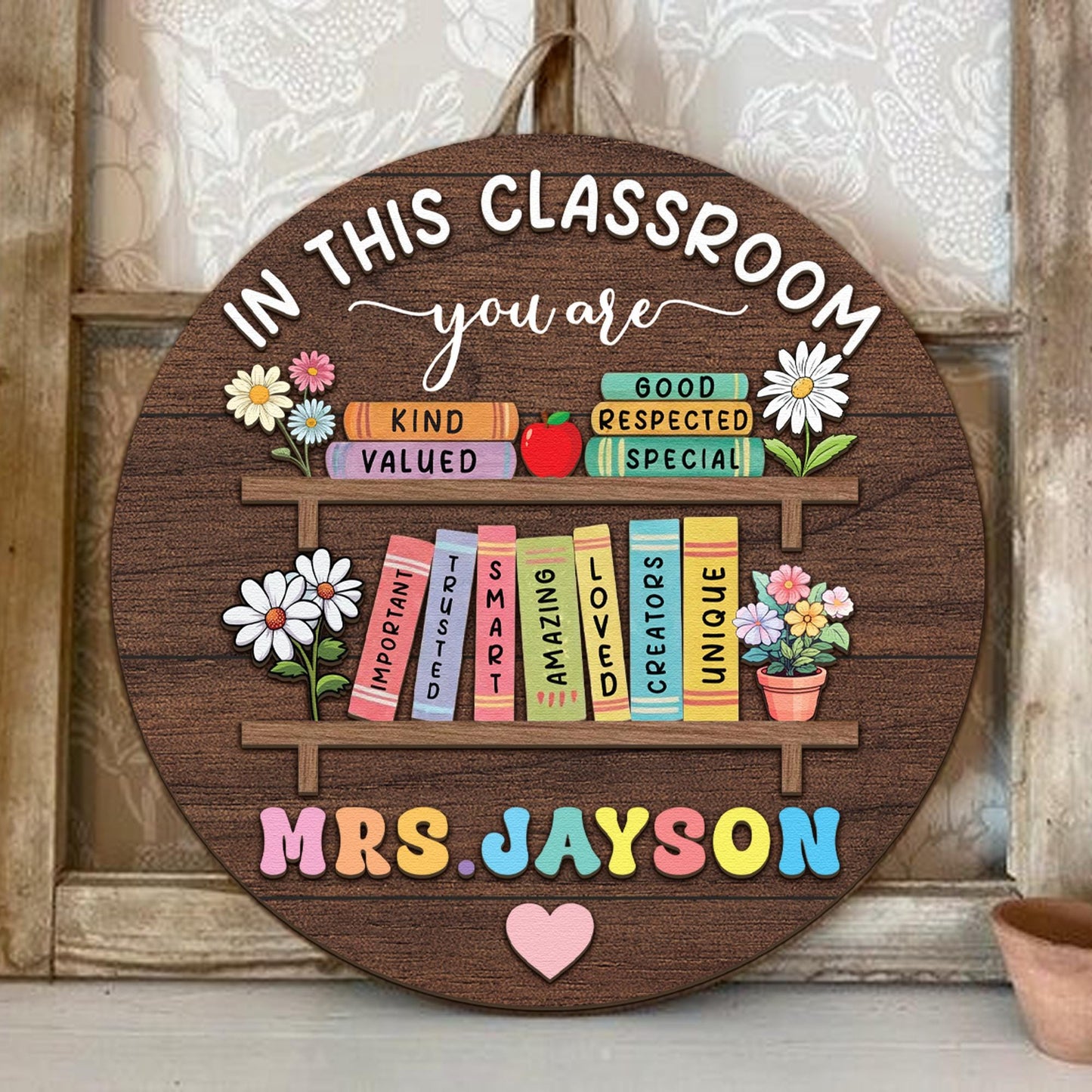 Customized Teacher 3D Door Sign, Teacher Door Hanger, Classroom Welcome Sign, Classroom Decor, Custom Teacher Name Sign, Teacher Wooden Sign