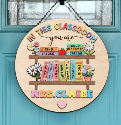 Customized Teacher 3D Door Sign, Teacher Door Hanger, Classroom Welcome Sign, Classroom Decor, Custom Teacher Name Sign, Teacher Wooden Sign