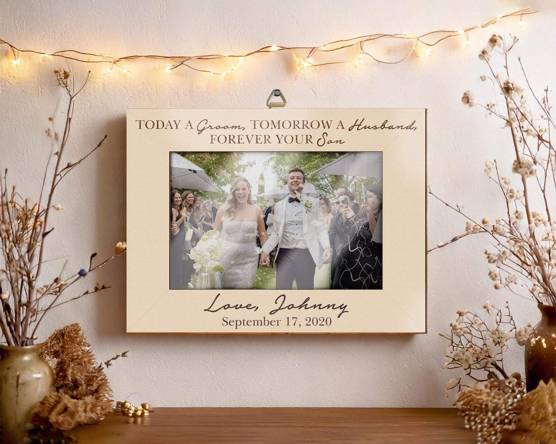 Custom Photo Frame,Parents of the Groom,Wedding Picture Frame,Today a Groom Tomorrow a Husband,Engagement Couple,Wedding Gift,Gift from Son