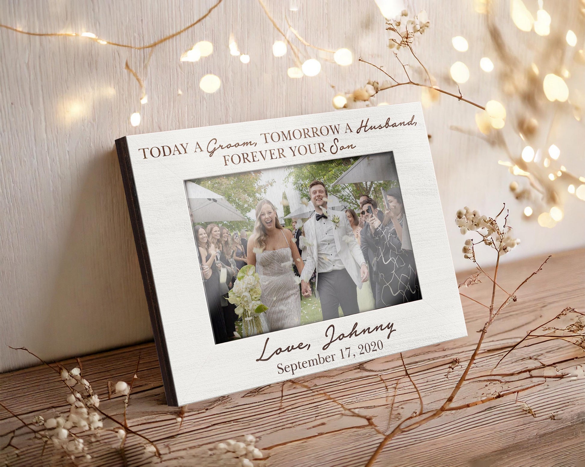 Custom Photo Frame,Parents of the Groom,Wedding Picture Frame,Today a Groom Tomorrow a Husband,Engagement Couple,Wedding Gift,Gift from Son