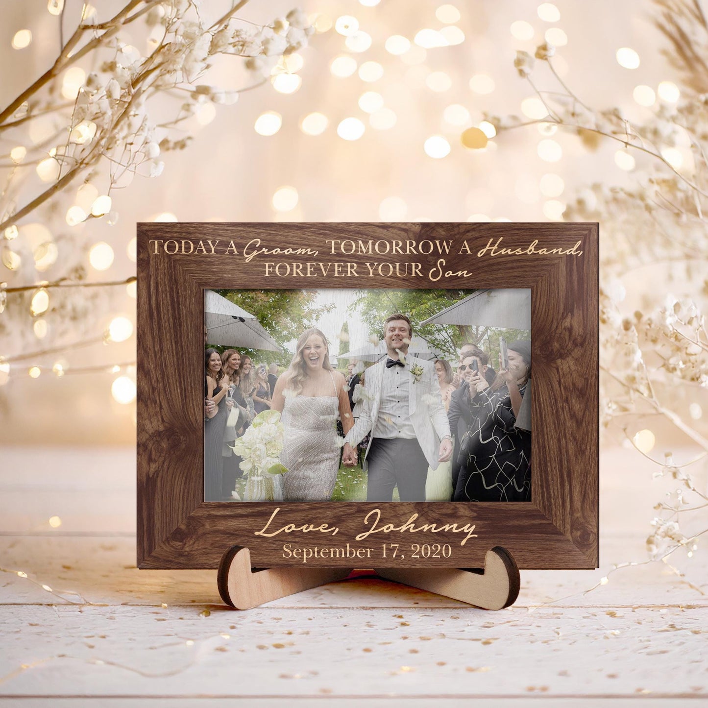 Custom Photo Frame,Parents of the Groom,Wedding Picture Frame,Today a Groom Tomorrow a Husband,Engagement Couple,Wedding Gift,Gift from Son