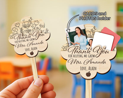 Teacher Gift Card Holder,Teacher Plant Sign,Teacher Appreciation,Thank You Teacher End of Year,Teacher Keepsake,Helping Me Grow,Garden Tag