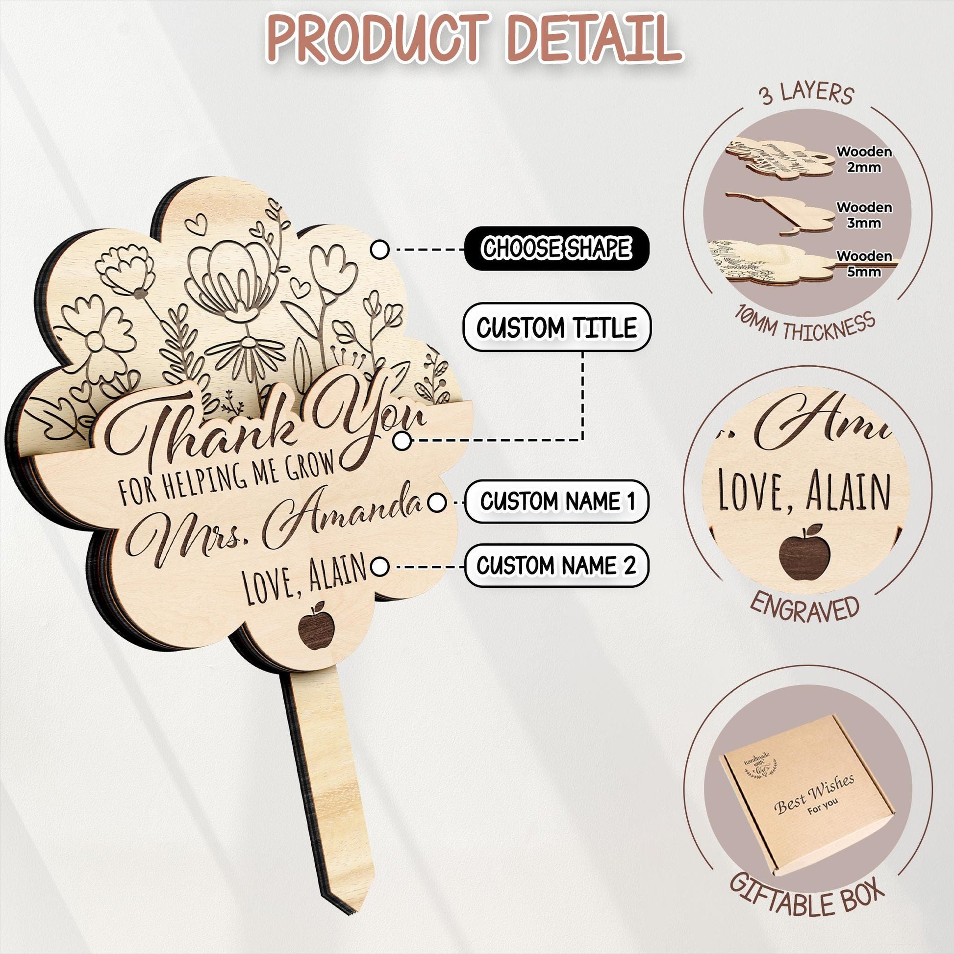 Teacher Gift Card Holder,Teacher Plant Sign,Teacher Appreciation,Thank You Teacher End of Year,Teacher Keepsake,Helping Me Grow,Garden Tag