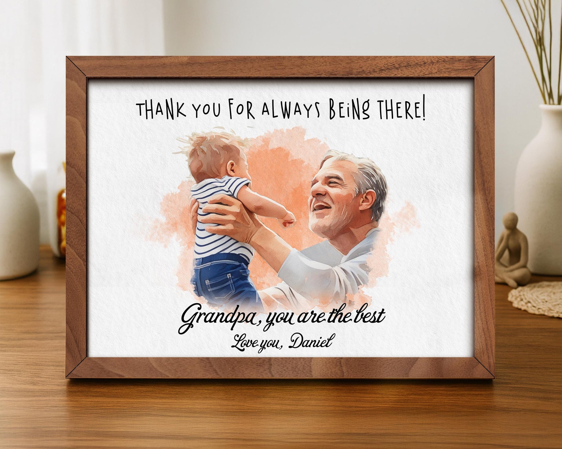 Personalised Dad Drawing, Fathers Day Present For Him From Daughter Wife, Meaningful Artwork, Birthday Art Gift, Father's Day unforgettable